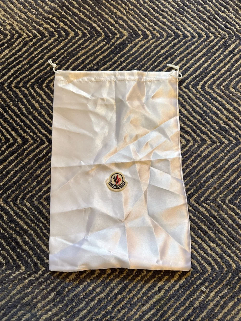 Moncler White Logo Drawstring Pouch